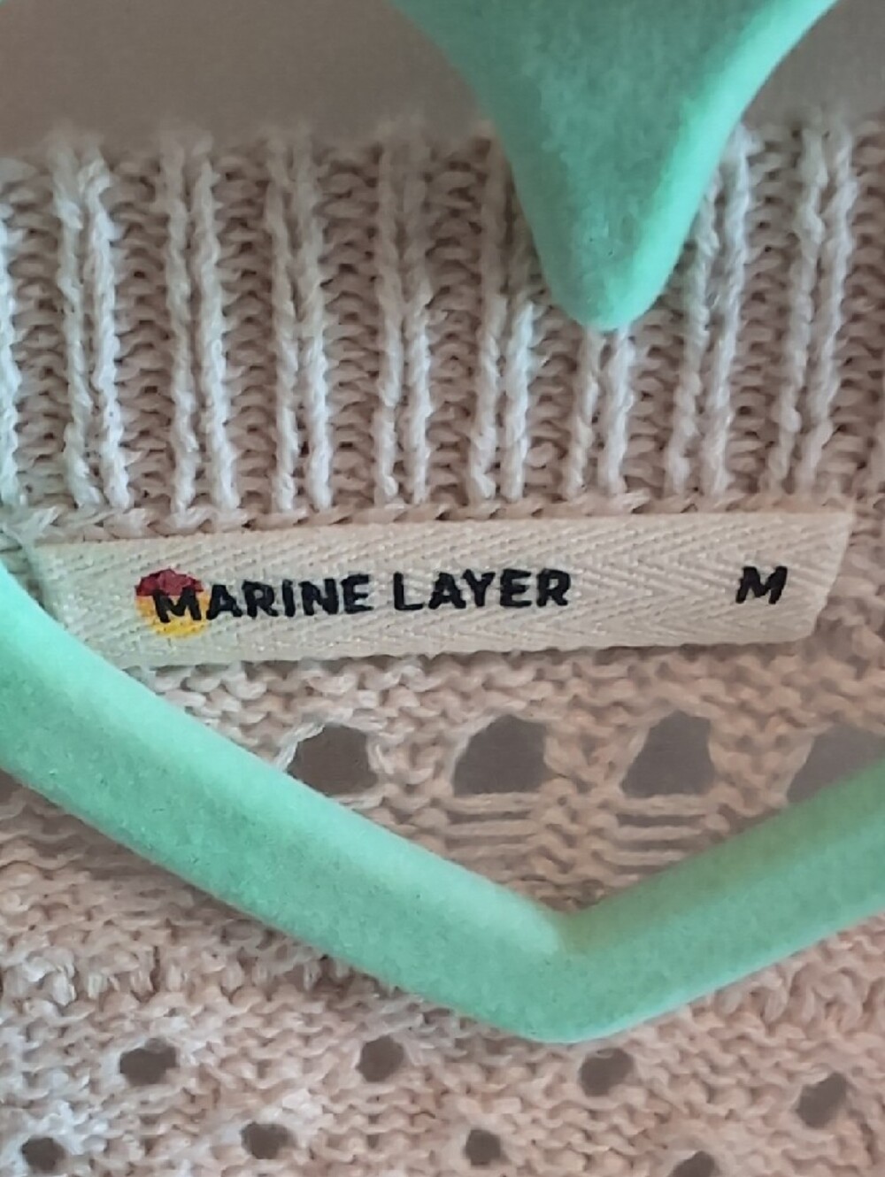 Marine Layer Open-Weave Cropped Cardigan in Beige - Picture 2 of 4